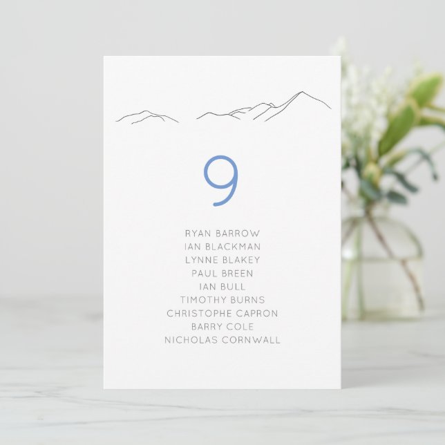 Tarjeta para la tabla de asientos del Boda de mont (Anverso de pie)