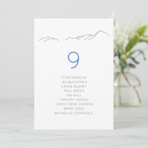 Tarjeta para la tabla de asientos del Boda de mont