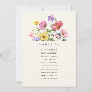 Tarjeta para la tabla de asientos florales de Moda