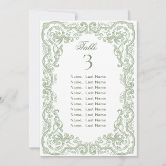 Tarjeta para la tabla de asientos victoriana del S