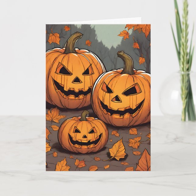 Tarjeta Para los abuelos Halloween Jack o' Lantern Grins (Anverso)