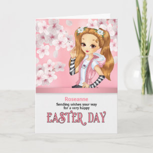 Tarjeta para los Chicas Rosa y Rojo Rose Garden Nombre Pas