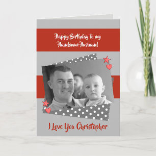 Tarjeta Para los hombres Festín de cumpleaños rojo y gris 
