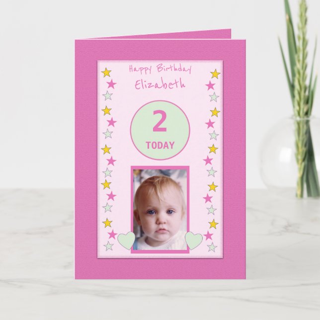 Tarjeta Para los niños niña pequeña rosa Festejo de cumple (Anverso)