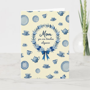 Tarjeta para Mamá con Corona Floral Azul