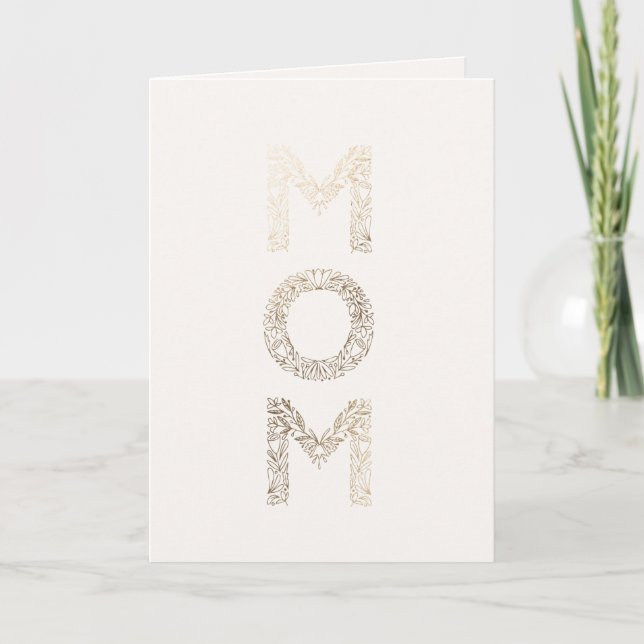 Tarjeta para Mamá con flores de lámina falsa (Anverso)