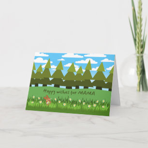 Tarjeta Para mamá Cumpleaños conejito lindo con Daisy Card