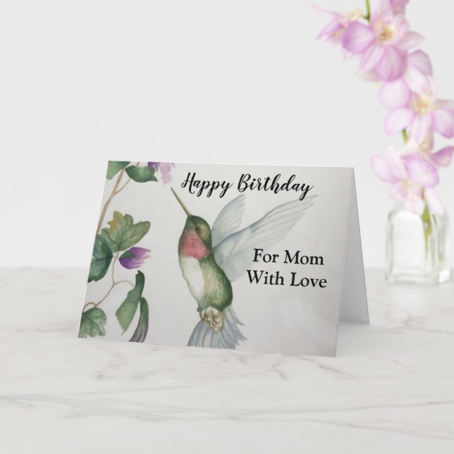 Tarjeta Para mamá Cumpleaños Jugoso Hummingbird Watercolor (Orquídea)