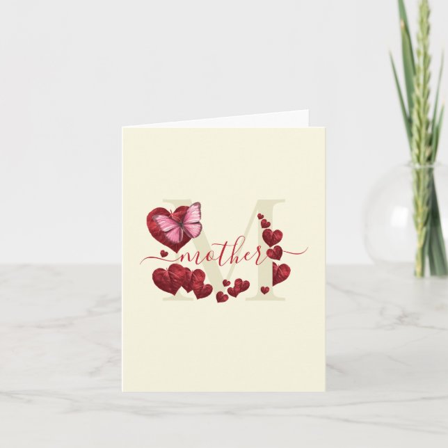 Tarjeta Para mamá Mariposa Mariposa en forma de Corazón Sa (Anverso)