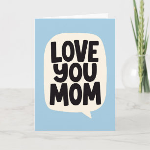 Tarjeta Para Mamá Te Amo Letra Negrita Azul a Mano