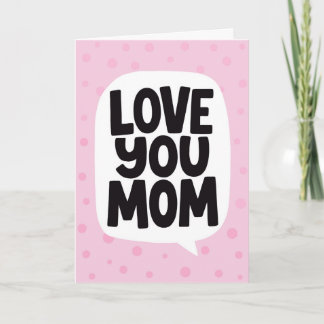Tarjeta Para Mamá Te Amo Letras Rosadas Negritas a Mano