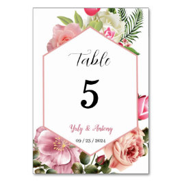 Tarjeta para mesa identificador wedding card
