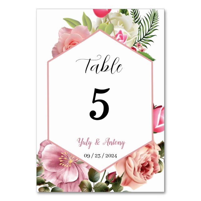Tarjeta para mesa identificador wedding card (Anverso)