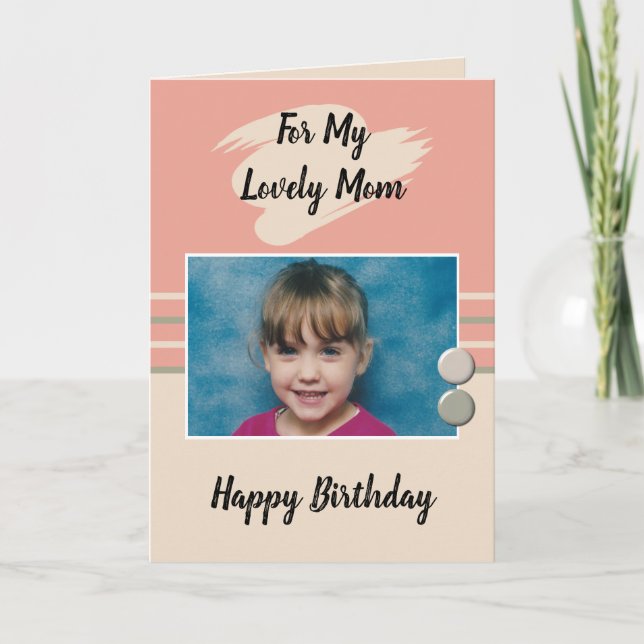 Tarjeta Para mi adorable cumpleaños de mamá con melocotón  (Anverso)