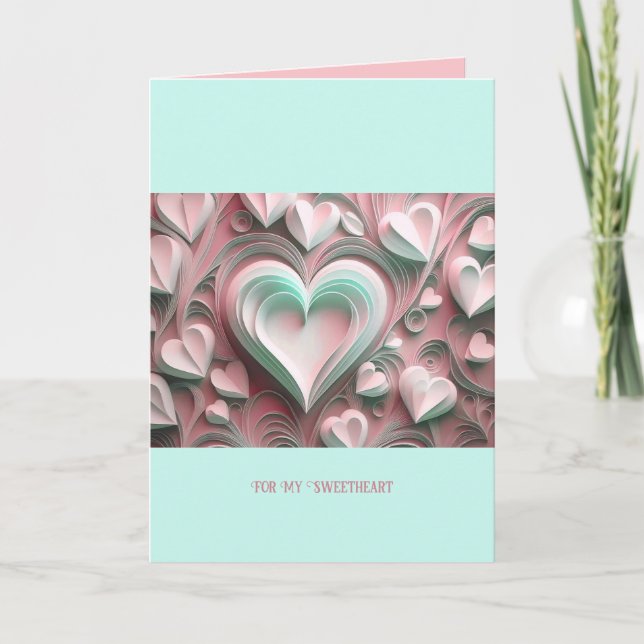 Tarjeta Para mi corazón Custom Text Corazones de papel 5x7 (Anverso)