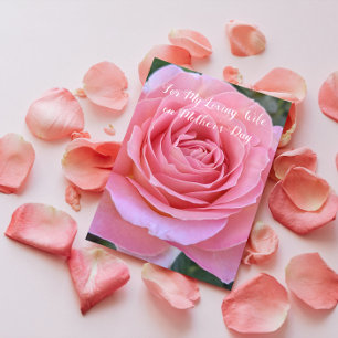 Tarjeta Para Mi Esposa Rosa Rosa Floral Día de la Madre
