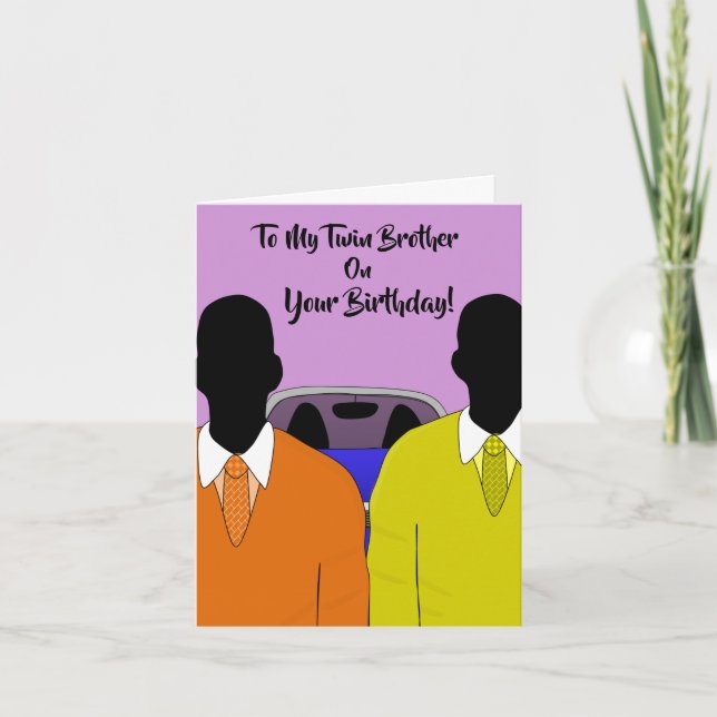 Tarjeta Para mi gemelo en tu cumpleaños afroamericano (Anverso)