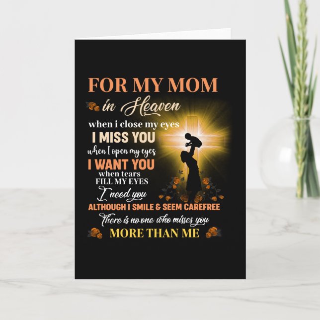 Tarjeta Para mi mamá en el cielo regalo del Día de los Caí (Anverso)