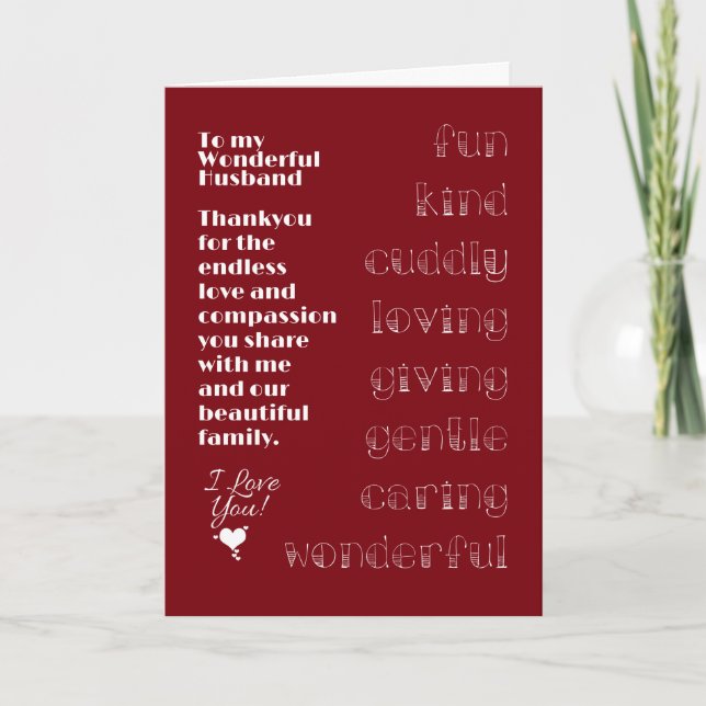 Tarjeta para mi maravilloso esposo (Anverso)