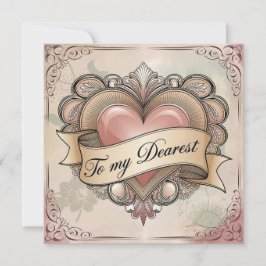 Tarjeta Para mi querida: Diseño de corazón ornamentado