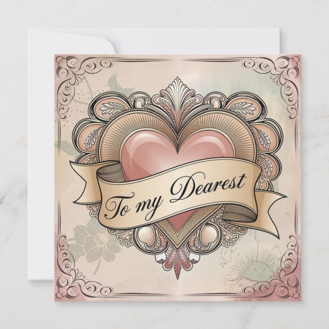 Tarjeta Para Mi Querido: Diseño de Corazón Ornamentado (Anverso)