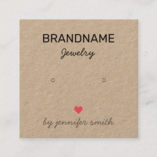 Tarjeta para mostrar de joyería casera (Anverso)