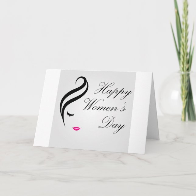 Tarjeta para mujer feliz del día con la cara de (Anverso)