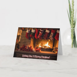 Tarjeta para Navidades 5x7 - Chimenea y medias aco