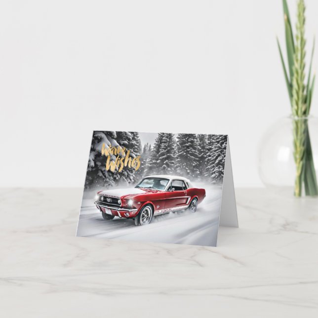 Tarjeta para Navidades de autos musculares. (Anverso)