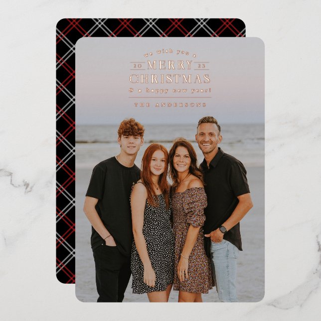 Tarjeta para Navidades de foto de Relieve metaliza (Anverso/Reverso)
