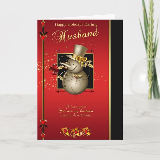 Tarjeta para Navidades de marido - Snowman con efe (Anverso)