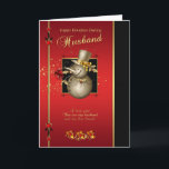 Tarjeta para Navidades de marido - Snowman con efe<br><div class="desc">Tarjeta de Navidades de marido - Snowman con efecto oro - rojo y negro</div>