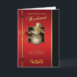 Tarjeta para Navidades de marido - Snowman con efe<br><div class="desc">Tarjeta de Navidades de marido - Snowman con efecto oro - rojo y negro</div>