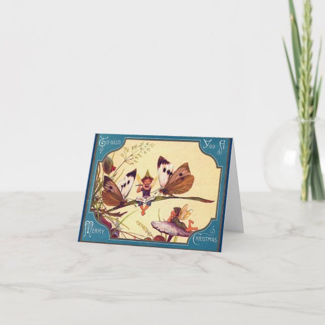Tarjeta para Navidades de mariposas de hadas (Anverso)