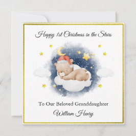 Tarjeta para Navidades de oso en la nube Chica de 