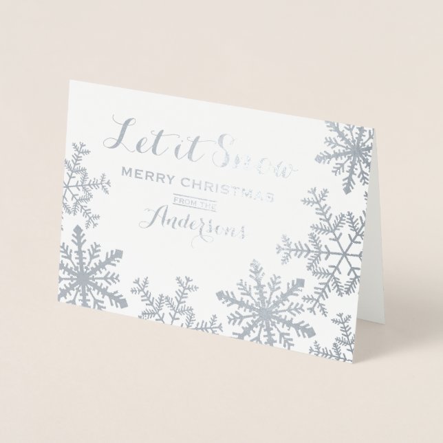 Tarjeta para Navidades de Snowflakes con Relieve m (Anverso)