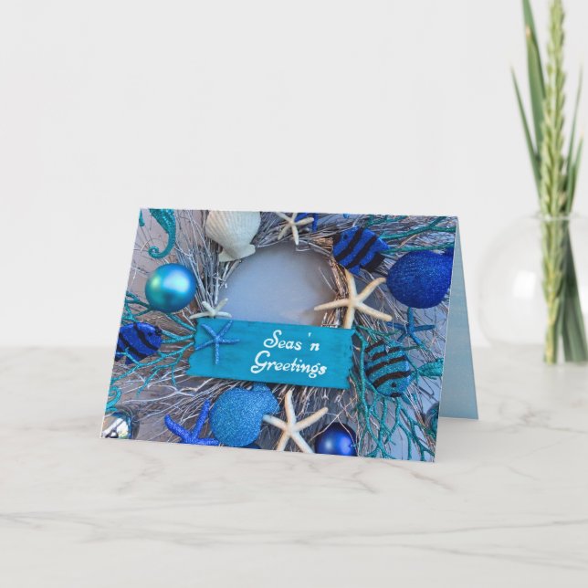 Tarjeta para Navidades de vacaciones en la costa t (Anverso)