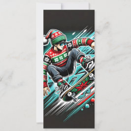 Tarjeta para Navidades de vacaciones en patineta G