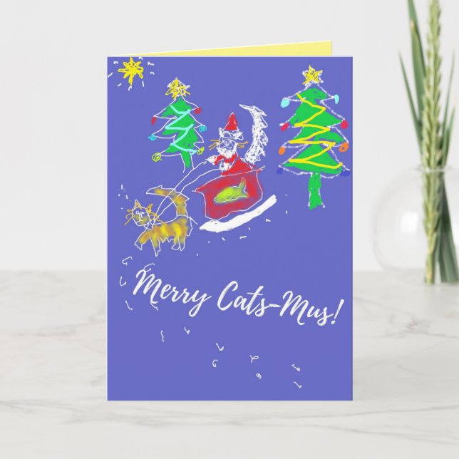 Tarjeta para Navidades Gatos Merry Cats-Mus (Anverso)