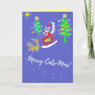 Tarjeta para Navidades Gatos Merry Cats-Mus