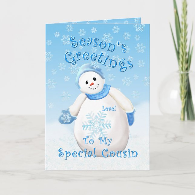 Tarjeta para Navidades primos de Snowman Wonderlan (Anverso)