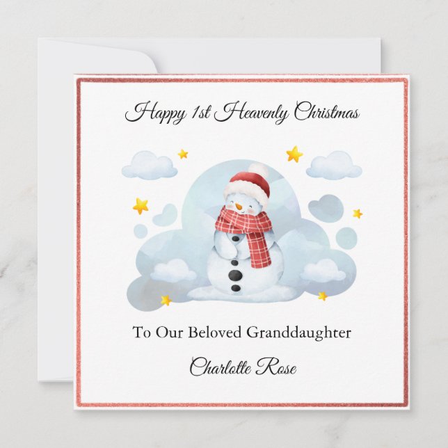 Tarjeta para Navidades Snowman, Chica de la Pérdid (Anverso)