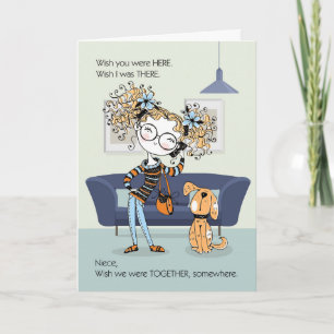 Tarjeta para Niece Adolescente o Tween Missing you lindo C