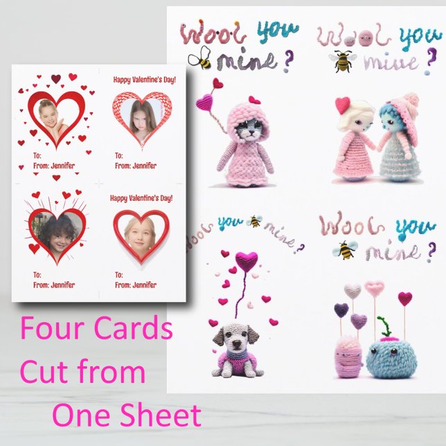Tarjeta para niños con grilletes lana 4xValentine (Subido por el creador)