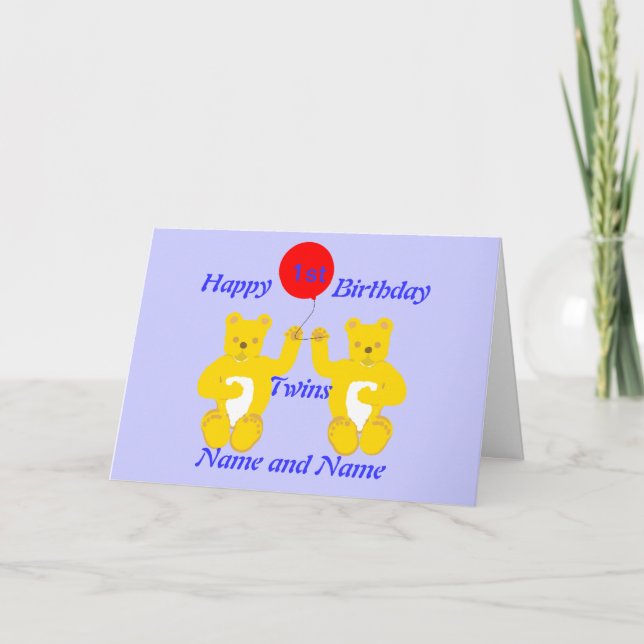Tarjeta para niños de cumpleaños gemelos (Anverso)