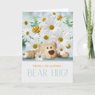 Tarjeta Para niños Oso de peluche de simpatía Abrazo y mar