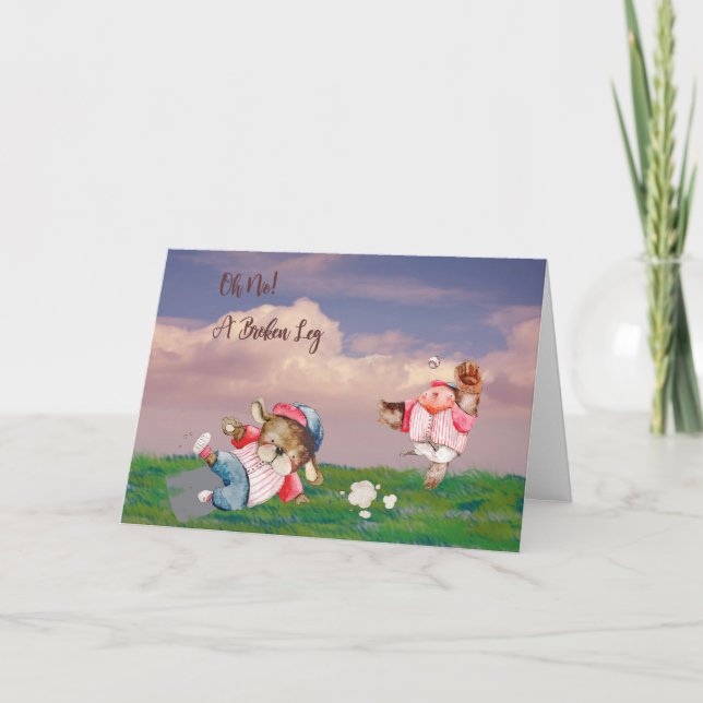 Tarjeta para niños rotos de piernas con animales d (Anverso)