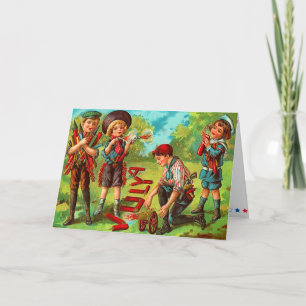 Tarjeta para niños vintage del 4 de julio