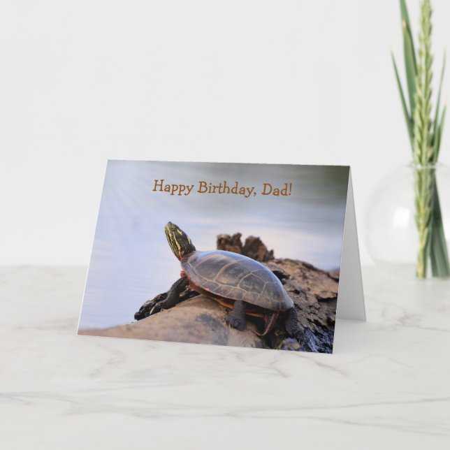 Tarjeta Para papá, cumpleaños de la naturaleza de la tortu (Anverso)