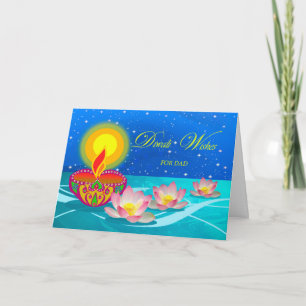 Tarjeta Para papá Diwali quiere con Diya y Lotus